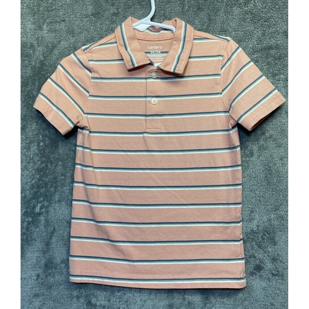 Carters Toddler Boys Striped Short Sleeve Polo Multicolored Sz 3T